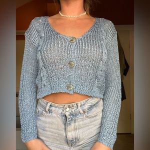 Woven blue sweater